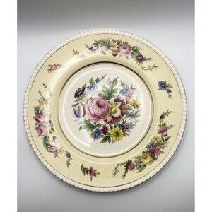 Simpsons Ambassador Ware Dinner Plate 10” England Pink Roses Yellow Floral Vtg